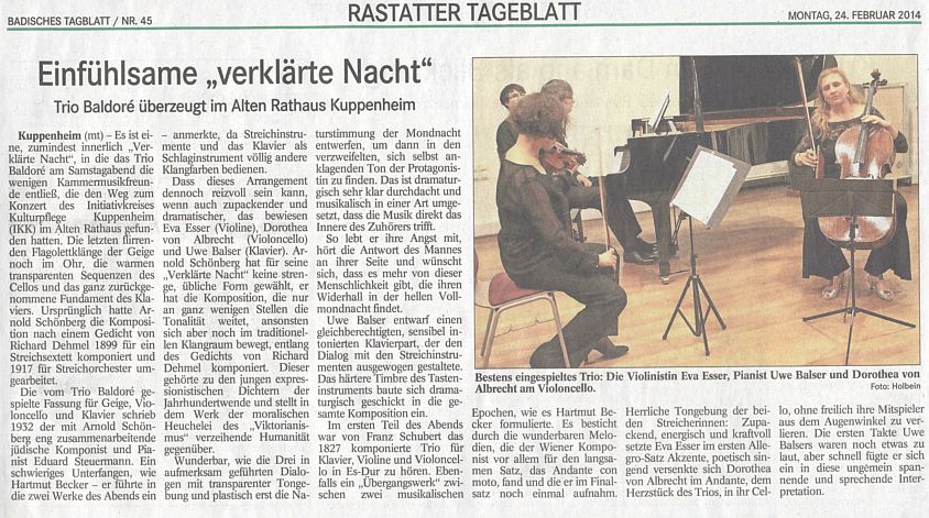 Badisches Tagblatt vom 24.02.2014